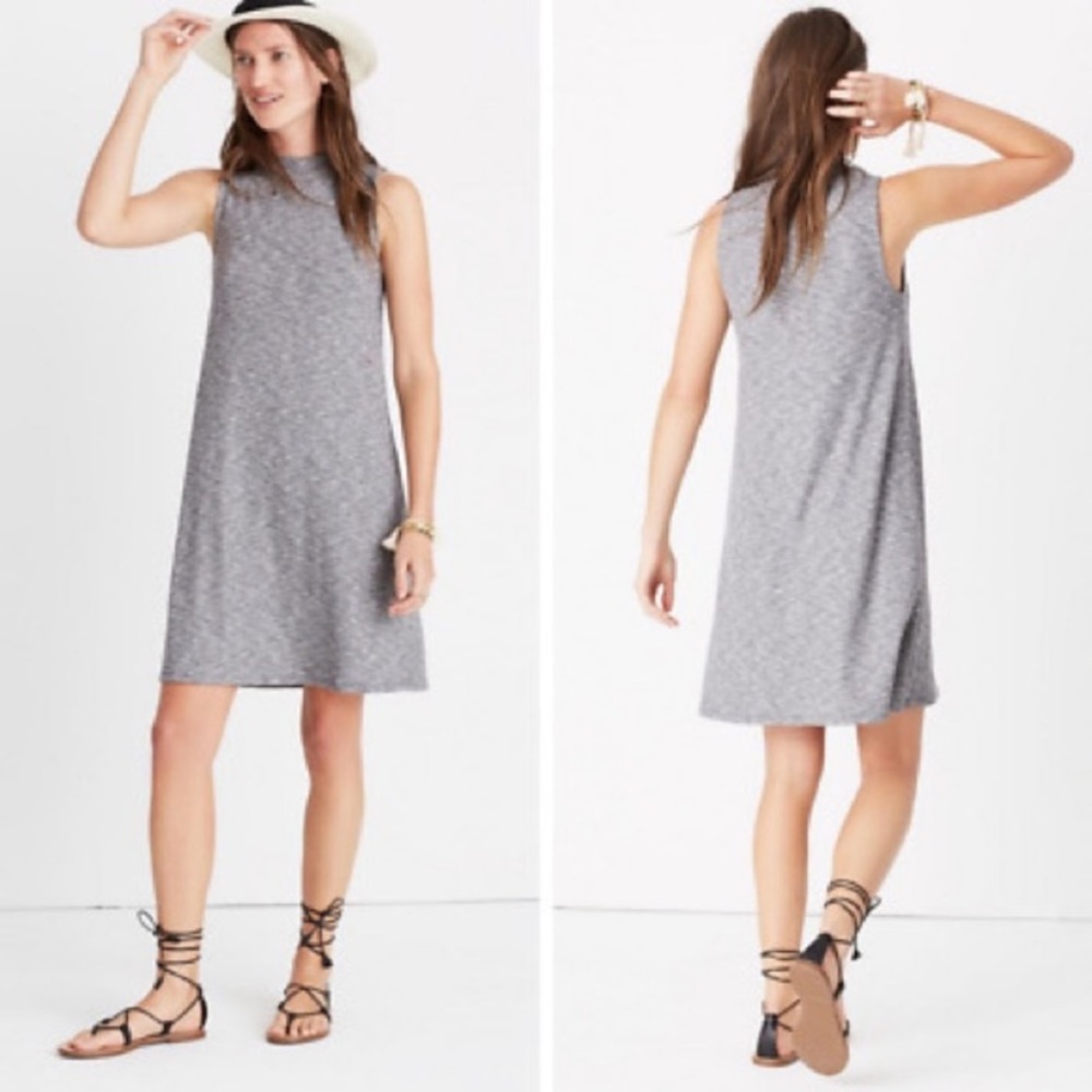 Madewell | Gray Ribbed Mock Neck Swing Tank Dress
